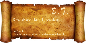 Draskovits Tivadar névjegykártya